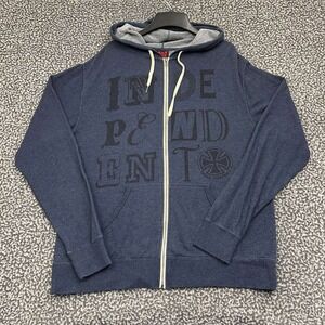 Independent Hoodie Men Large Blue Full Zip Long Sleeve Pocket Outdoor L